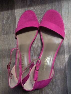 Hot Pink Open-Toe Slingback Heels - Size 9